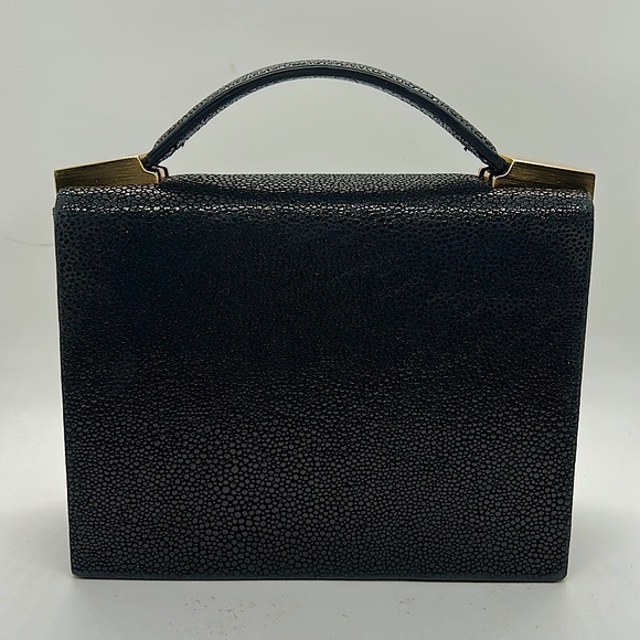 Brian Atwood Gorgeous Vintage Black Leather Evening Clutch Purse Bag ❤️❤️ - Picture 2 of 11